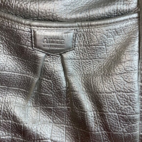Aimee Kestenberg Womens Shoulder Bag One Size Silver Metallic Leather Zip - Picture 3 of 10